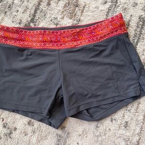 Athleta Gray  Swim Shorts with Red Patterned Waistband